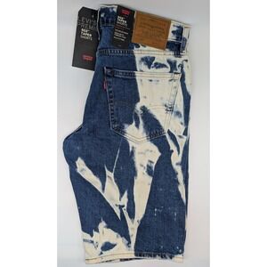 Levi's 502 Taper Long Denim Jean Shorts Men's Size 32 Blue White Acid Wash NWT